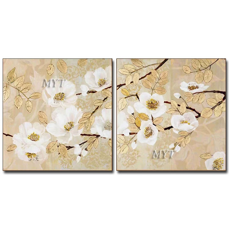 Домашнее украшение, настенное искусство, простая абстрактная картина маслом из 2 панелей с цветами, Прямая поставка