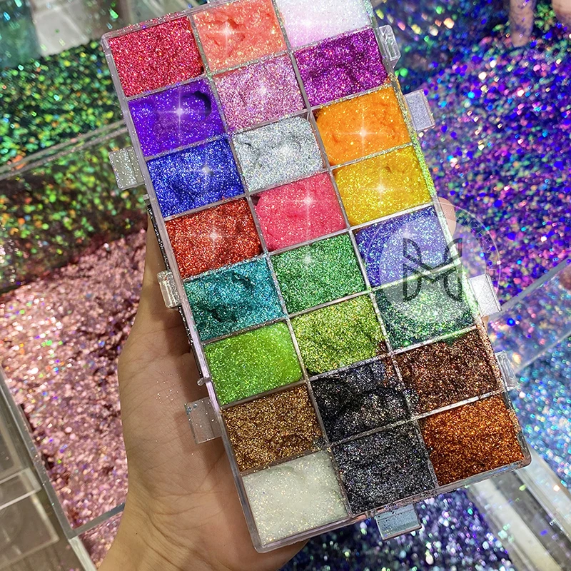 Multipurpose Waterproof Long-lasting Glitter Body Gel Paint Regular Size Wet Eye Shadow Palette for Daily Makeup Custom 100pcs