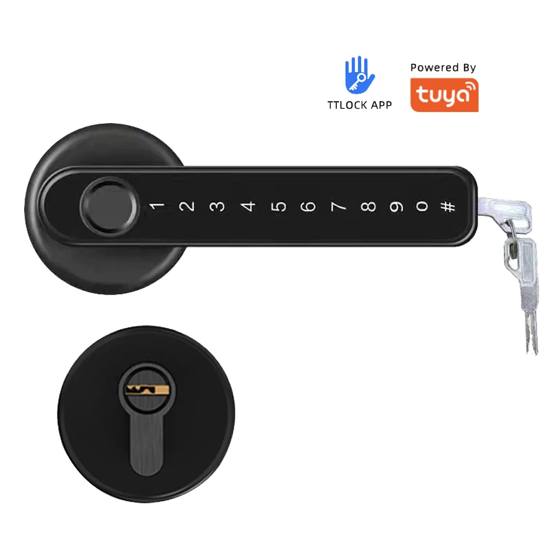 Senleean TTlock Tuya Smart Home Fingerprint Electronic Code APP Blue tooth Mechanical Key Security Biometric Handle Door Lock