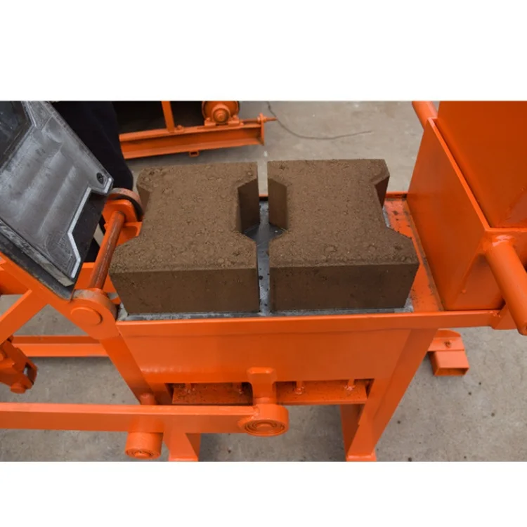 LONTA QMR2-40 simple manual hollow paver mould soil compressed earth mud clay brick block making machine brique for sale