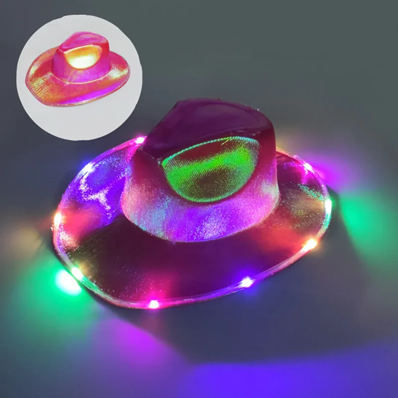 Handmade Bull Light Up Cowboy Hat Flashing El Wire Colorful Party Caps Wholesale Party Fashion Sequin Glow Hat