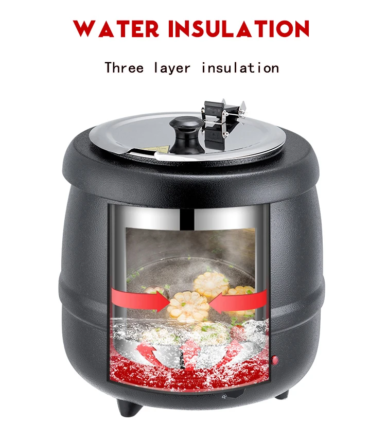 China factory wholesale buffet stainless steel 10L soup pot black electric soup kettle