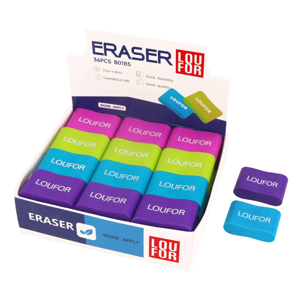 Promotional 2B Eraser Soft Eraser Student Large Size Stationery 36pcs/box eraser package
