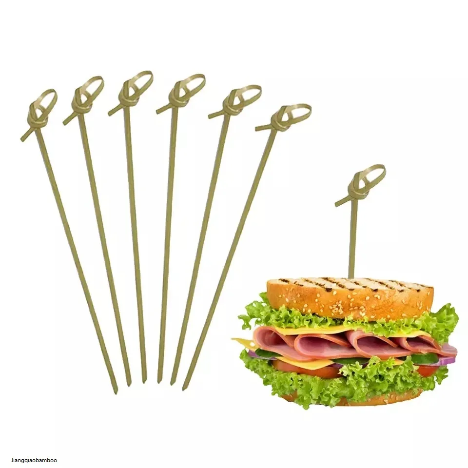 100pcs Package Bamboo Knotted Skewer 9cm Cocktail and Appetizer Picks  Party Fruit Picks
