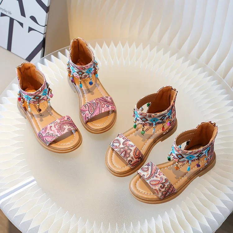 Roman Sandals Summer Ethnic Style Open Toe Midget Sandals Girls Beach Shoes For Girls