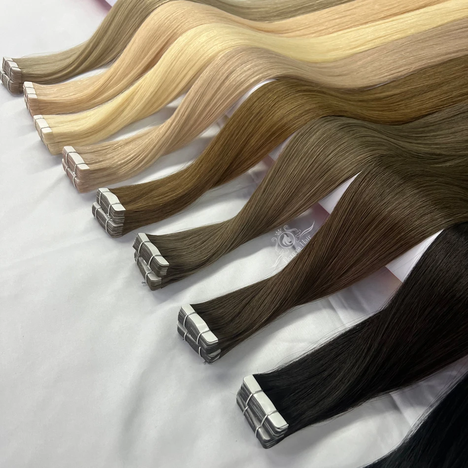 Blonde Ombre Tape Hair Extensions Cabello Humano Natural Cuticle Aligned Russian Virgin Kilo White Human Hair Extensions