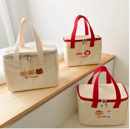 2022 VE Lunch Bag Girls Insulated Canvas Cooler Handbag Aluminium Foil Thermal Food Box Family School canvas lunch bag