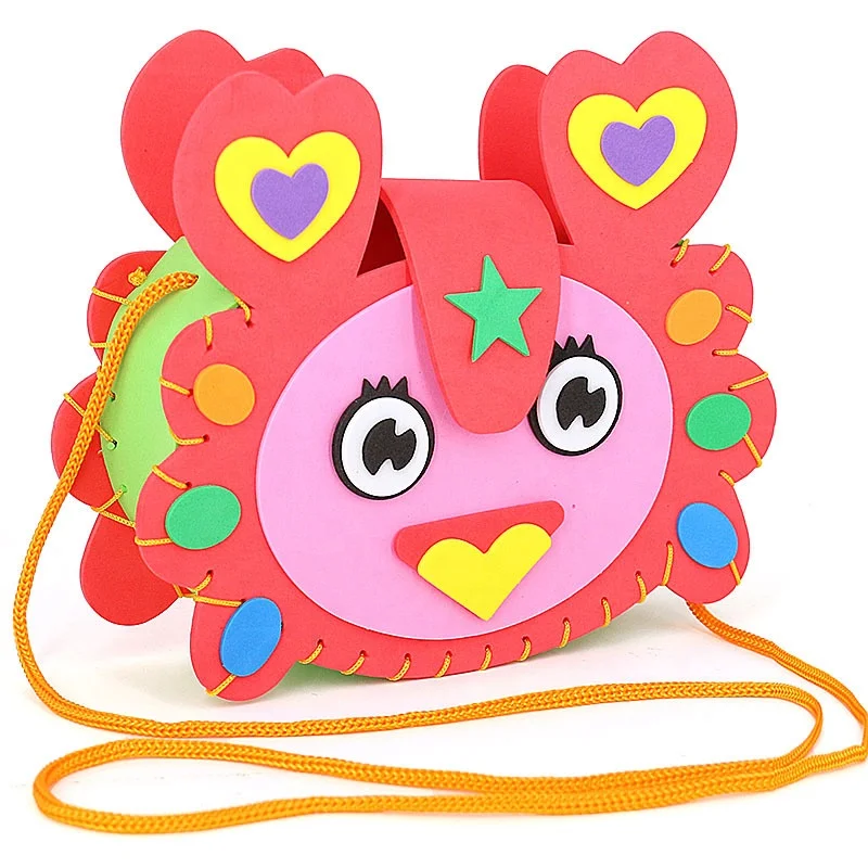 Eva Foam Sewing Bags Children DIY Handmade Craft Kids Sewing Kit Children Diy Hand-stitched Handbag