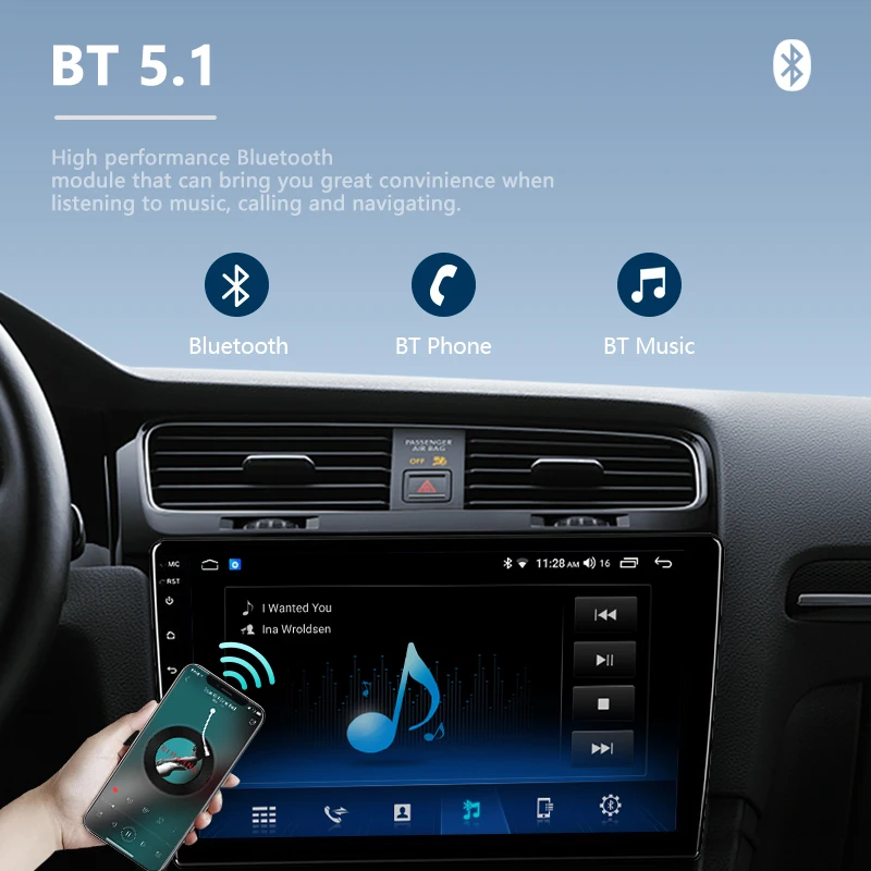 Factory N2 32GB 7 Inch Single Din Car Android Radio Stereo Wireless Carplay 9/10 Inch Car Monitor Touch Screen DVD Player GPS