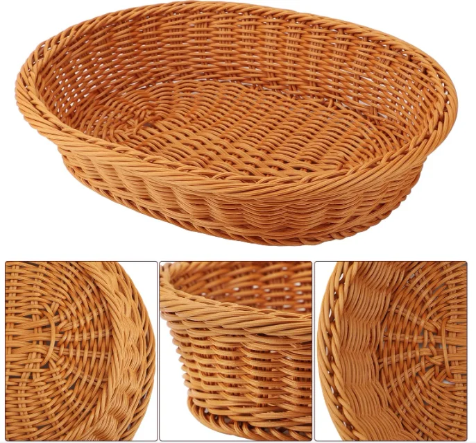 Wholesale African Vegetable Woven Gift Fruit Picnic Storage Plastic Rattan Bakery Basket