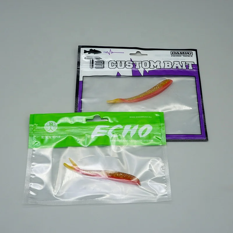 Custom fishing lure bag Packaging OEM Ziplock Fish Hook Packaging Bag with Clear Window