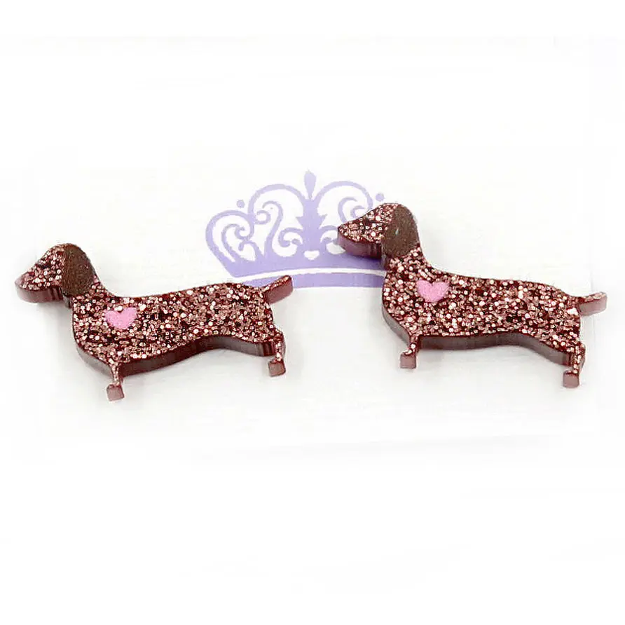 Customized ERS082ER1039 Factory wholesale sausage dog earrings cute dachshund animal earrings girl glitter acrylic earrings