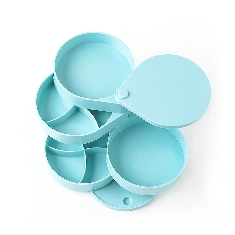 Women Jewelry Storage Box New Design Fashion 4-Layer Rotatable Jewelry Accessory Storage Tray with Lid