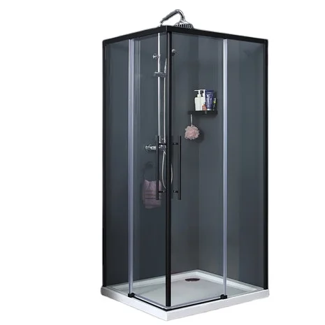 Easy Fit and Cleaning Two Sliding Door Safety Glass Black Shower Room Shower Enclosure Shower Cabin