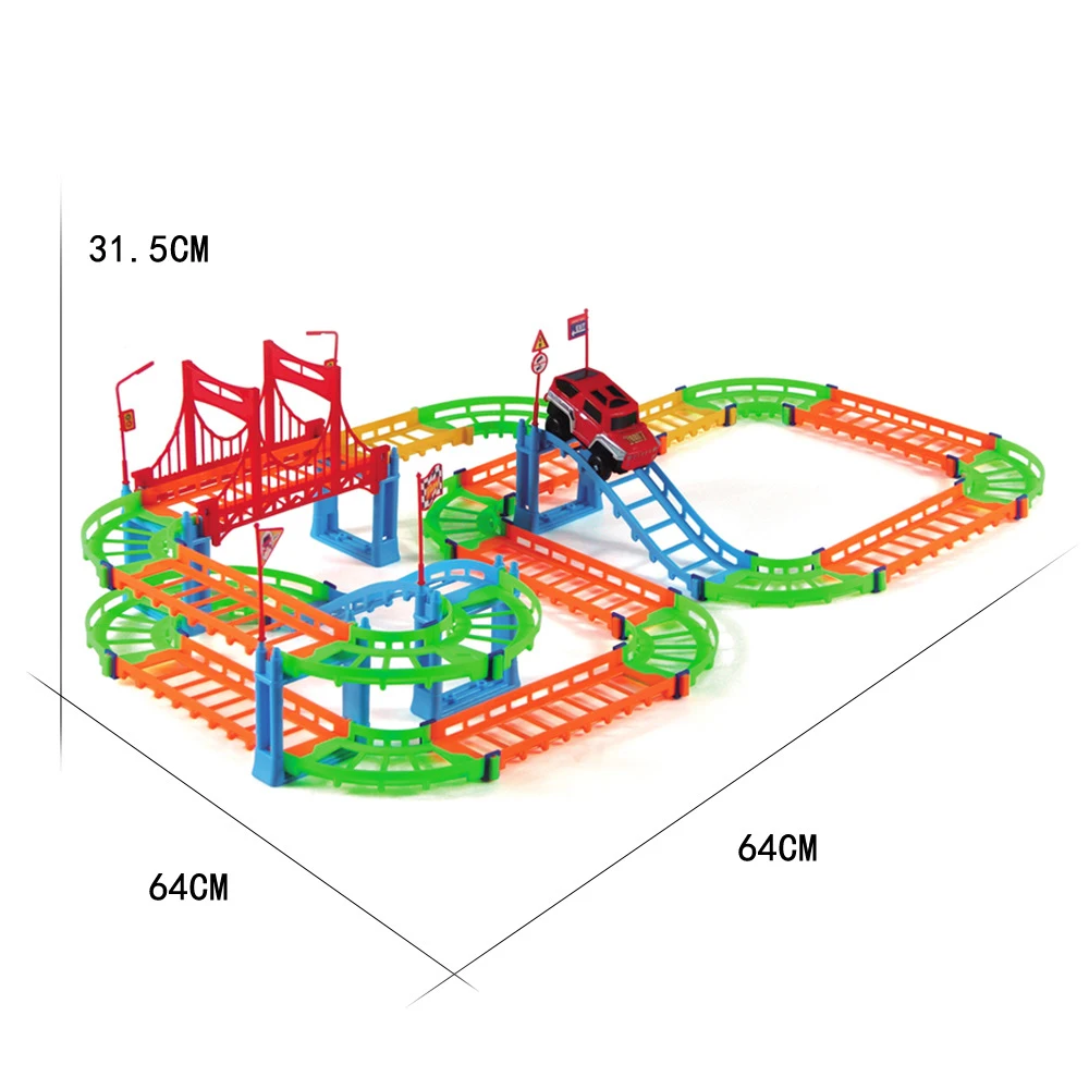 Fivestar DIY Assembled Race Slot Car Electronic Toy Railway Track Racing Children Toys Plastic Color Box