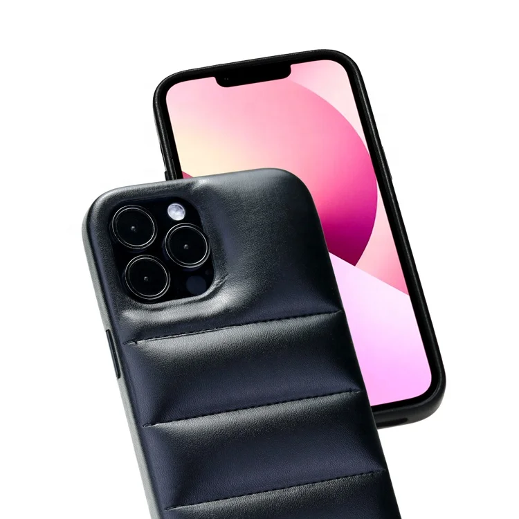 Hot Sell Phone case PU Puffer Case Cotton-Filled Down Jacket Phone Case for iPhone 14 Pro Max