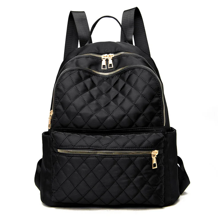 Waterproof Nylon Fashion Large Capacity Quilted Shoulder Back Packs Bag Women Travel Daily Use Soft Custom Design Backpack