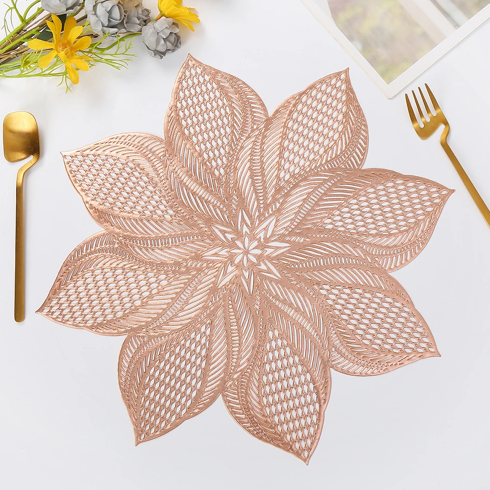 Taizhou modern high quality gold  thick silver vinyl dinning table mat placemats