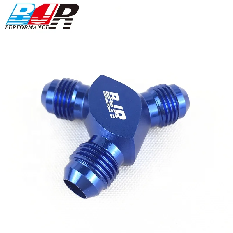 BJR Car Modification Parts Aluminum AN6 Y Adapter AN Male Flare Union Fuel Hose Fitting Connector
