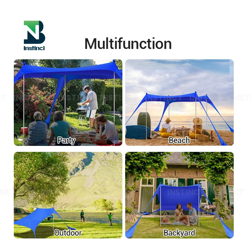 INSTINCT  Top Quality Uv50+ Beach Tent Sun Shelter Shade Custom 3-4 Person Canopy Tarp Tent Shelter Lightweight Beach Shade