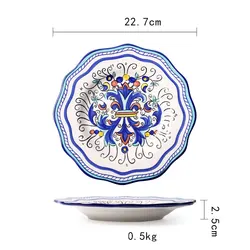 Горячая синяя посуда наборы посуды посуда + наборы посуда блюда керамические тарелки Ресторан Ланчбокс фарфоровый обеденный набор