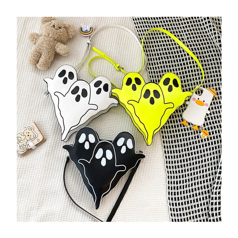 Wholesale Fashion Lady Crossbody Bag Ghost Shaped Heart Shaped Purse Halloween Kid Purse Ghostface Leather
