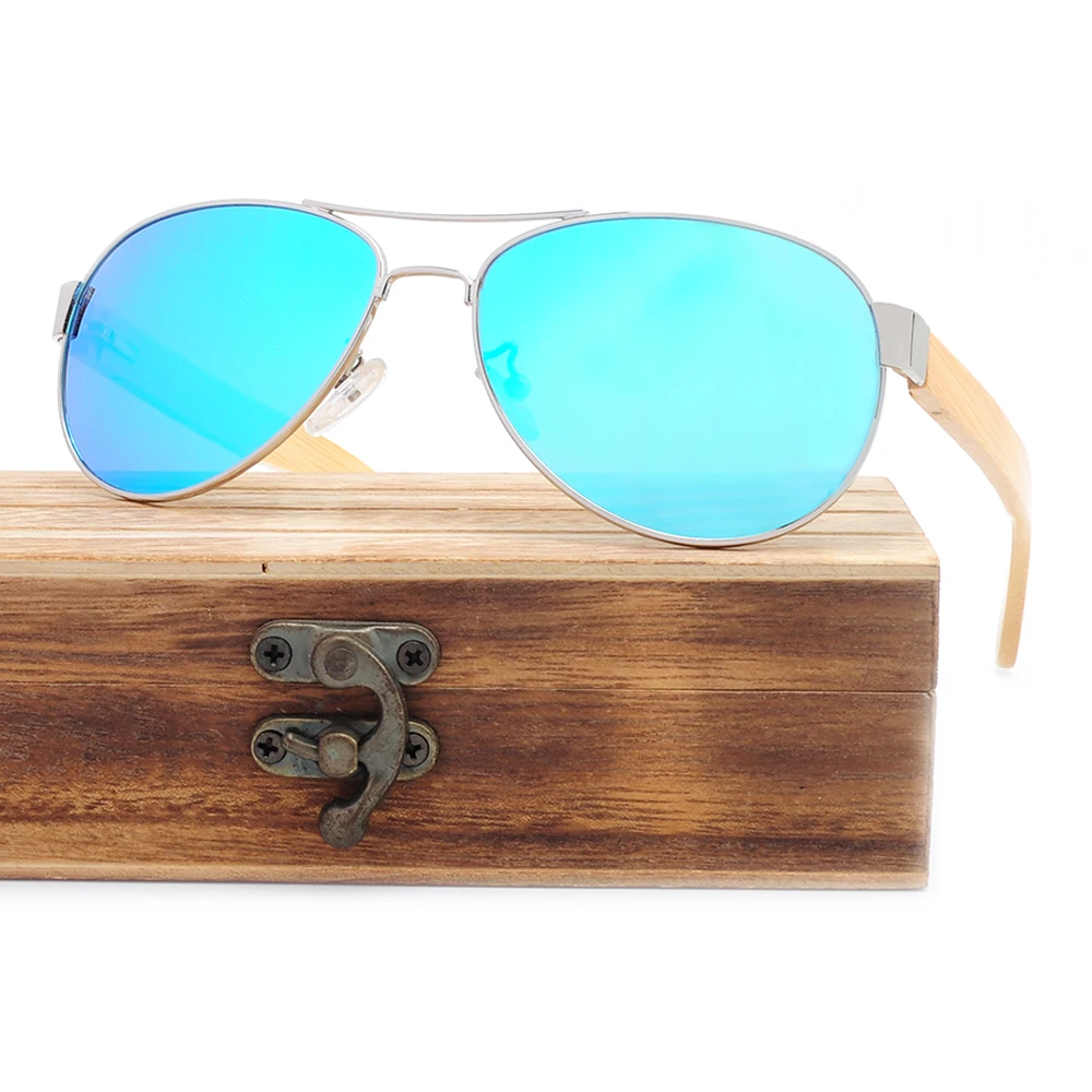 2019 fashion wood bamboo sunglasses metal frame sunglasses
