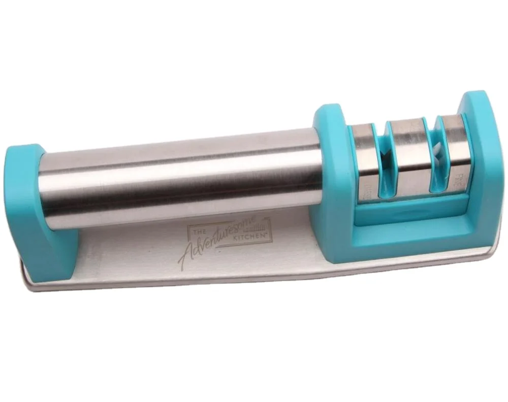 Priority Chef Knife Sharpener for Straight and Serrated Knives, 2-Stage Diamond Coated Wheel System