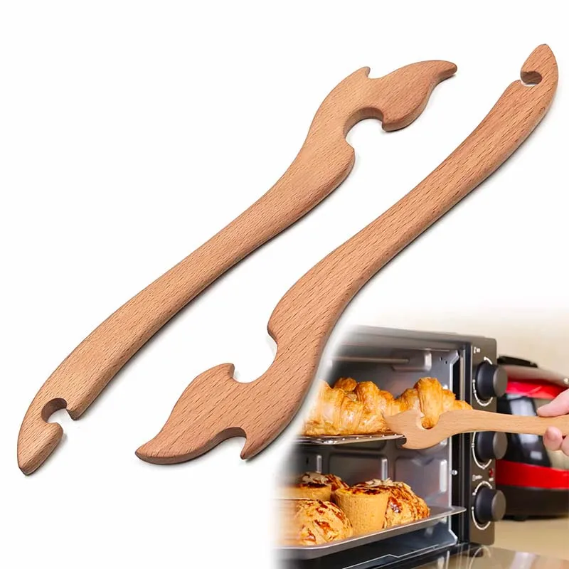 Wood Oven Rack Push Tool kitchen accessories oven rack Prevent Scalding Long Handle Toaster Oven Accessories