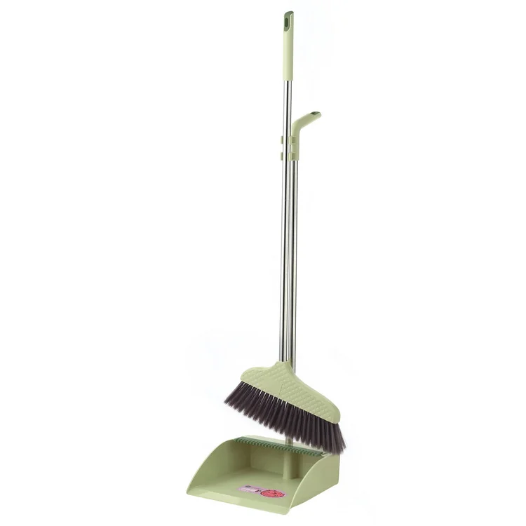 Hot Sale Synthetic Fiber Broom Brush Head Long Handle Green Bathroom Broom Dustpan