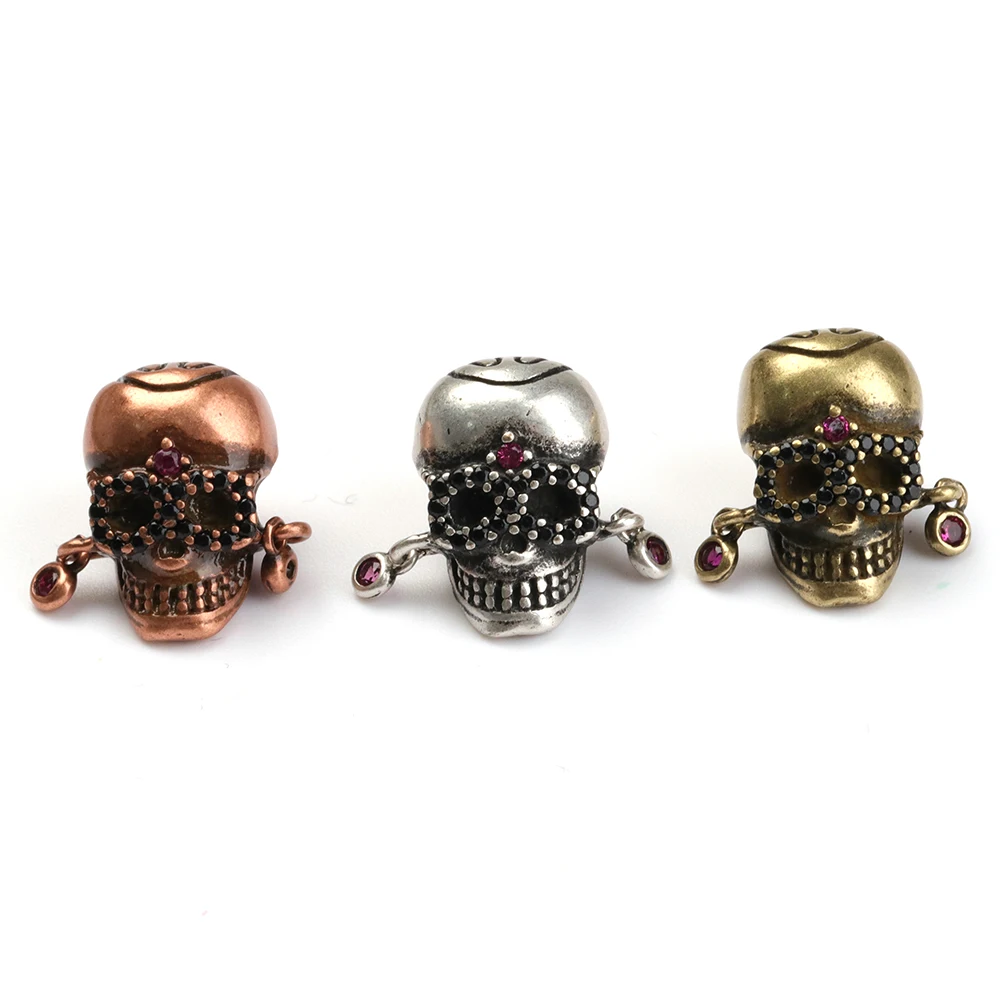 New Design Punk Skull Spacer Beads Skull with Earrings Charm For Survival Bracelet DIY Making