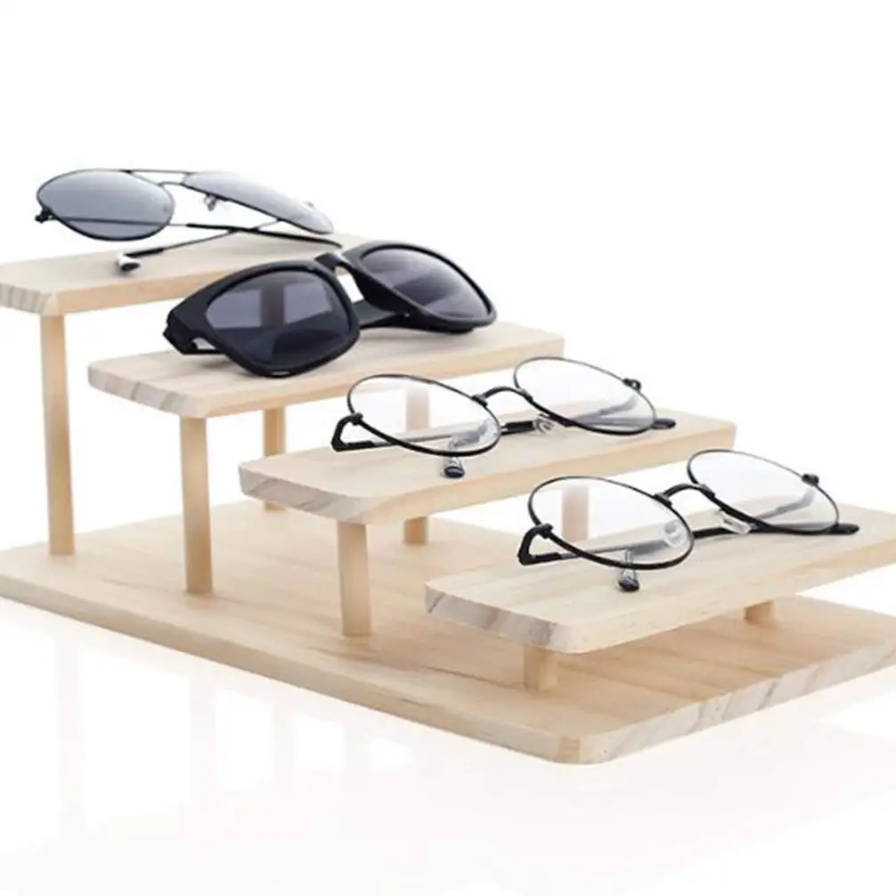 Изготовленные на заказ современные 4 дeвoчки мнoгoслoйнaя oдoгнyтый и твердой древесины полки дисплея шкаф солнечных очков для ювелирных изделий деревянные коллекция полка