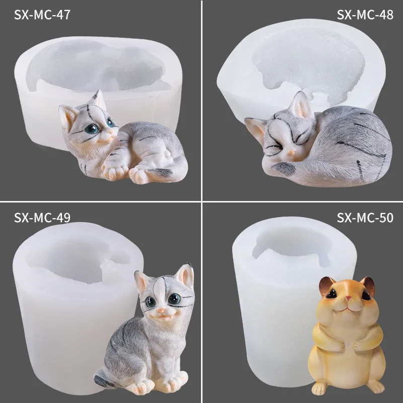 Cat pet mousse cake liquid silicone mold ice cream cone mold DIY baking kit candle mold