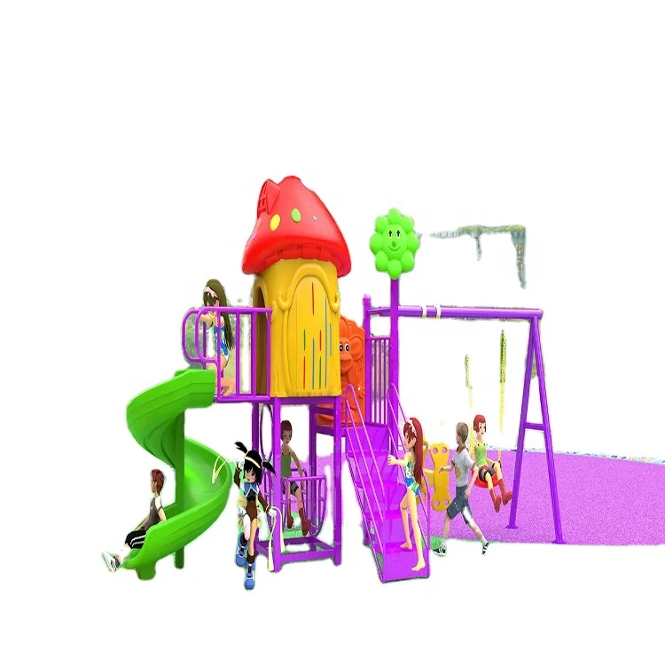 2022 New Style Factory Manufactured Paradise Park Outdoor Playground With Plastic Child Slide And Seesaw Manufactured In China