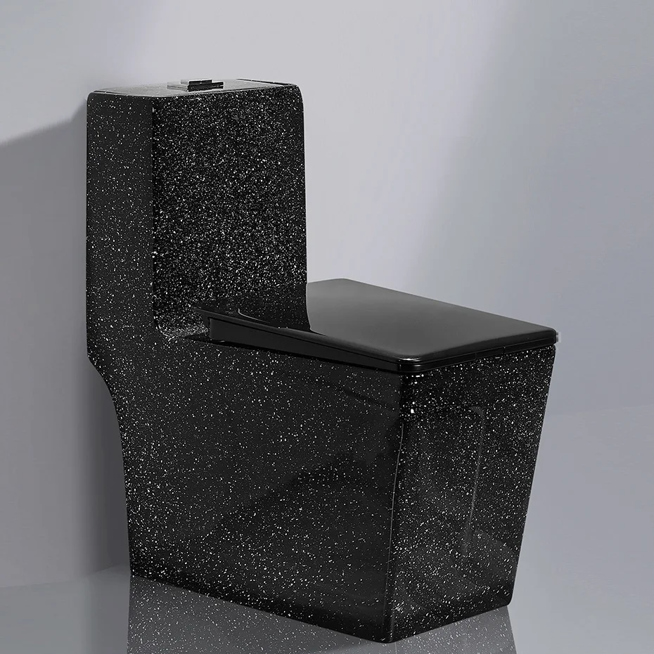 Black One Piece Bathroom Girl Spy Peeping Square Chinese Wc Toilet