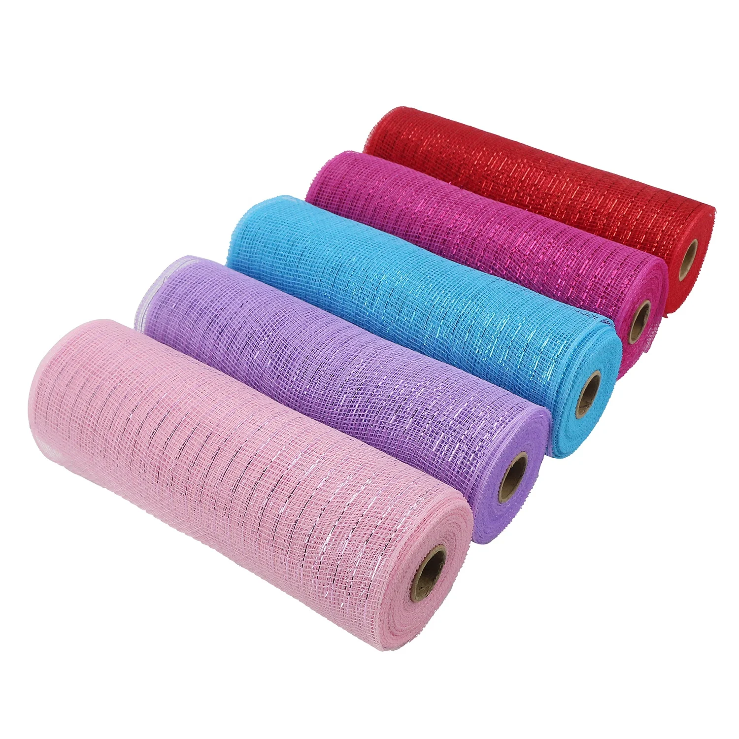 
Huihuang Factory Stock Sale Holiday Tulle Ribbons Metallic Foil Poly Mesh Ribbon Rolls for Wreaths, Swags and Decorating 