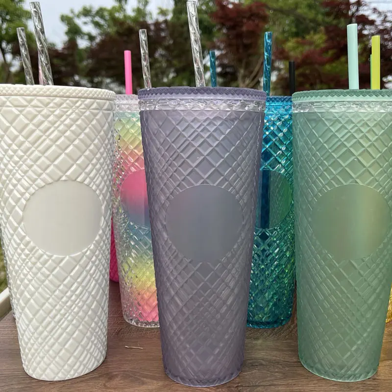 Новинка 2022, кружка с драгоценными камнями 24 унции, кружка с двойными стенками для холодного кофе, кружка с алмазным стержнем, кружка с соломинкой