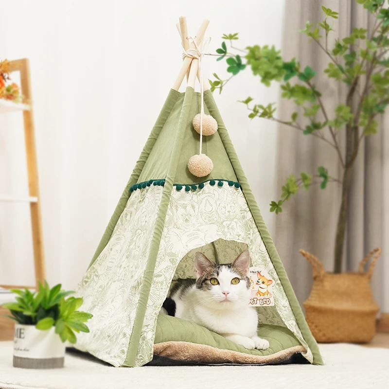 wholesale manufacturer detachable green cat tent house