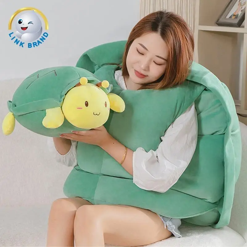 Giant 2 In 1 Sea Turtle Bee Plush Wearable Anime Plush Toys Kids Turtle Shell In Huge Size Stuffed Animals Toy Bed Pillow