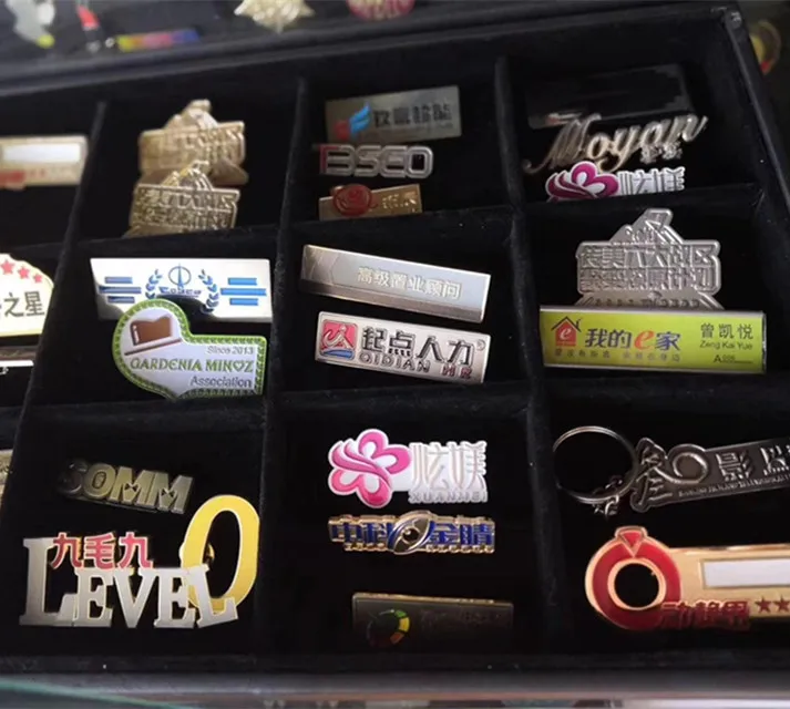New Custom Rectangle ID Name Aluminium Metal Lapel Pin Badges