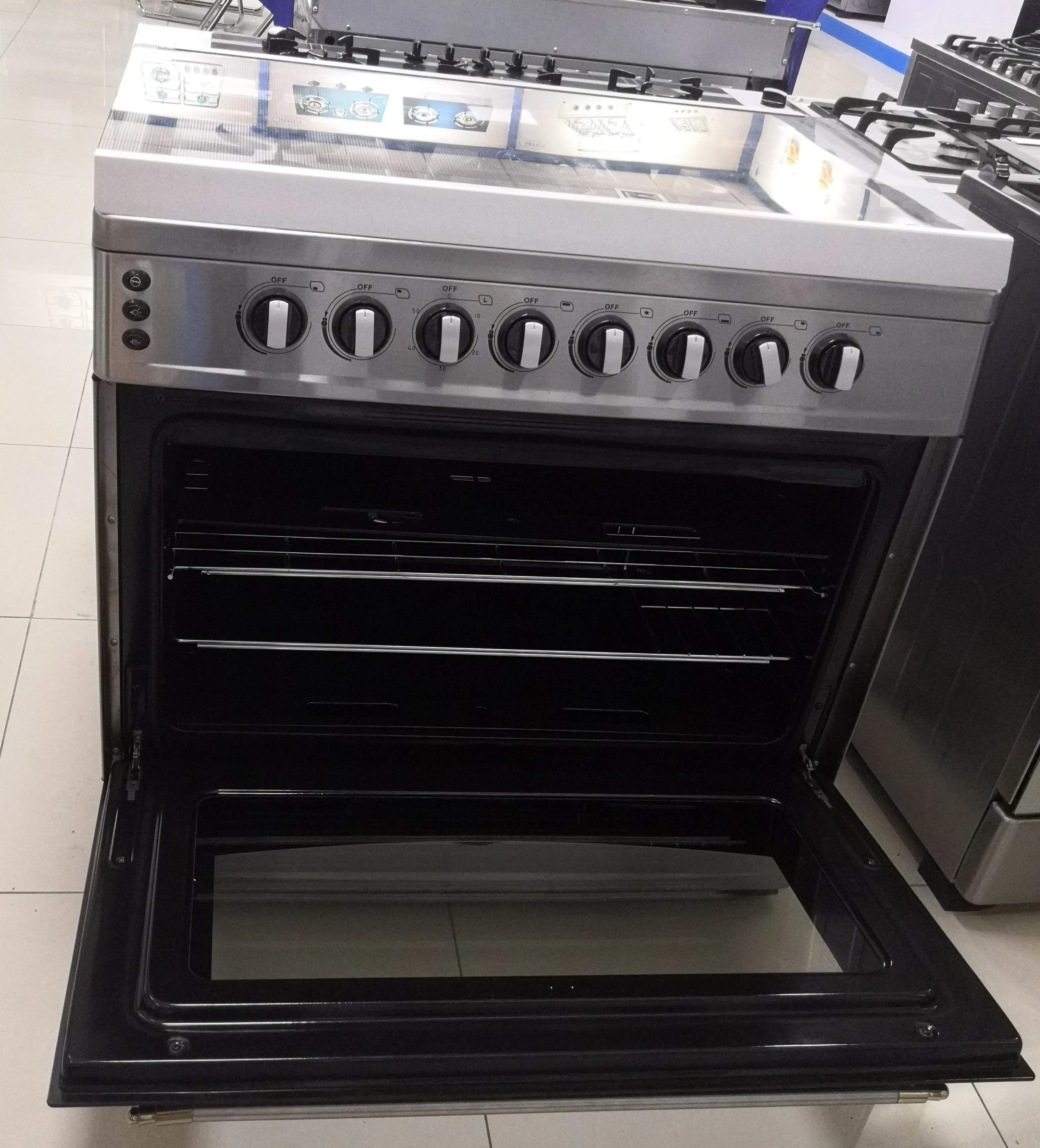 Home Equipment Stainless Steel Gas Oven Kitchen Cooking Stove with 4 Burners Freestanding Range Oven