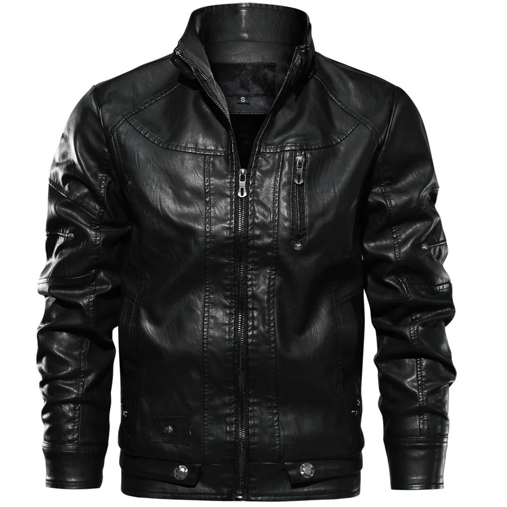 Asiapo China Factory Men Biker Motorcycle Street Classic Bomber PU Leather Jacket