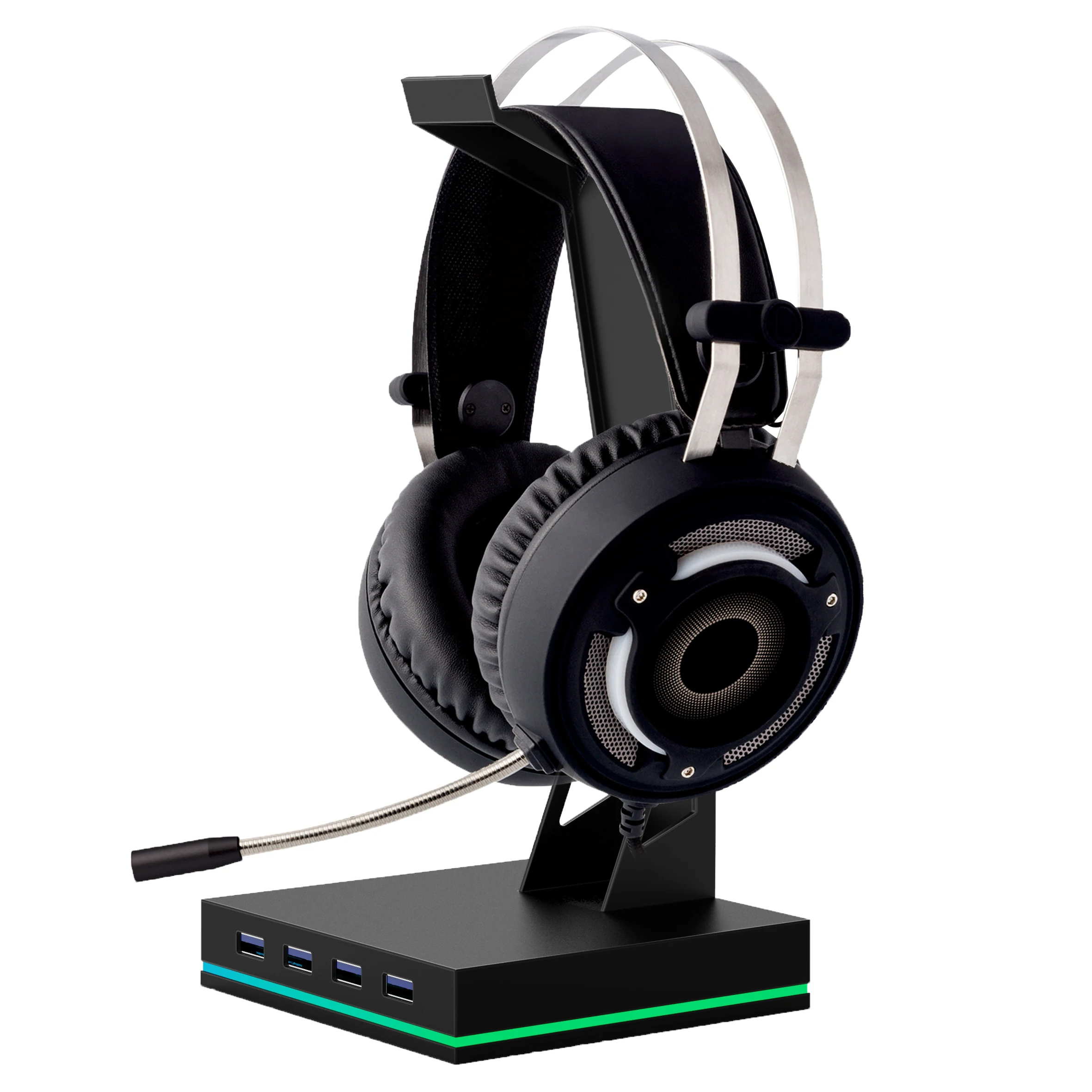 KINGSTAR 4 ports usb 2.0 hub RGB led light game Backlit Gaming Headphone Stand Headset