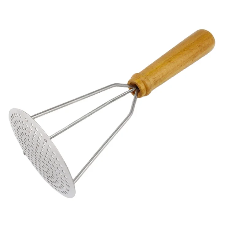 Japanese Compact Style Potato Masher Ricer Potato Press with Wooden Handle