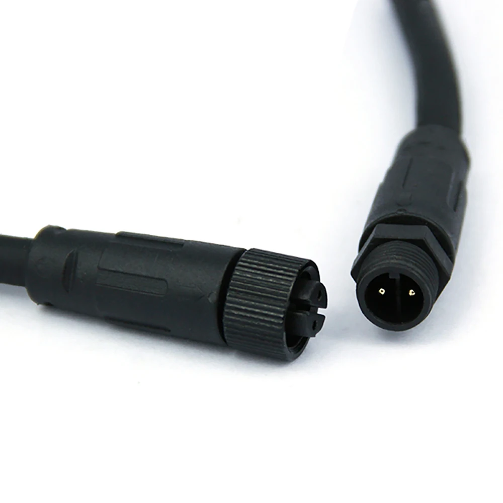 Factory IP67 Circular Female Male M12 2 Pin LED Power Cable Waterproof Wire Connectors