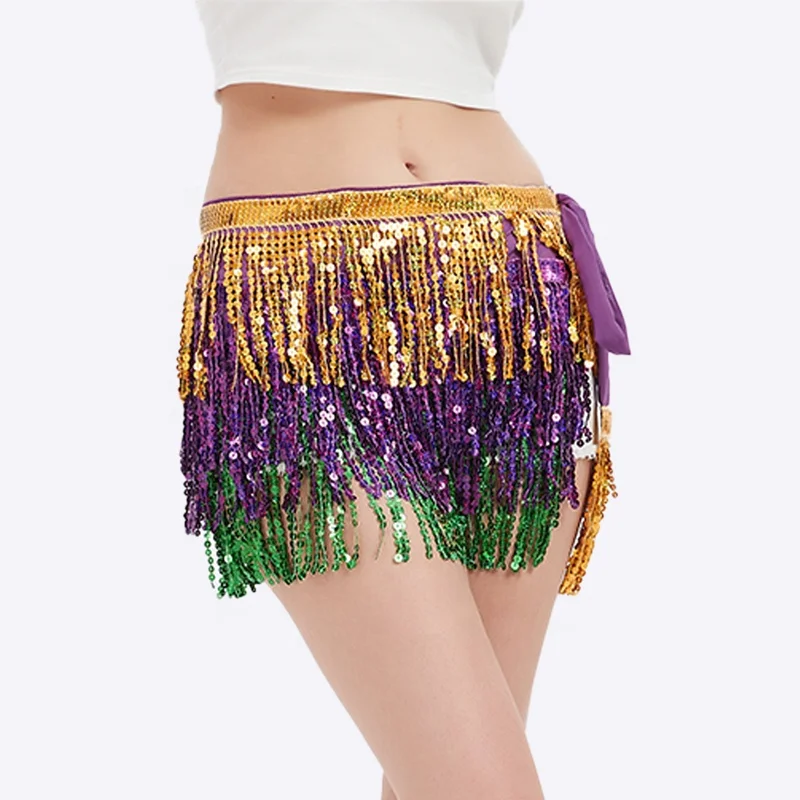 2024 Stock mardi gras apparel clothing sequin fringes dance mardi gras skirt dresses mardi gras apparel for women