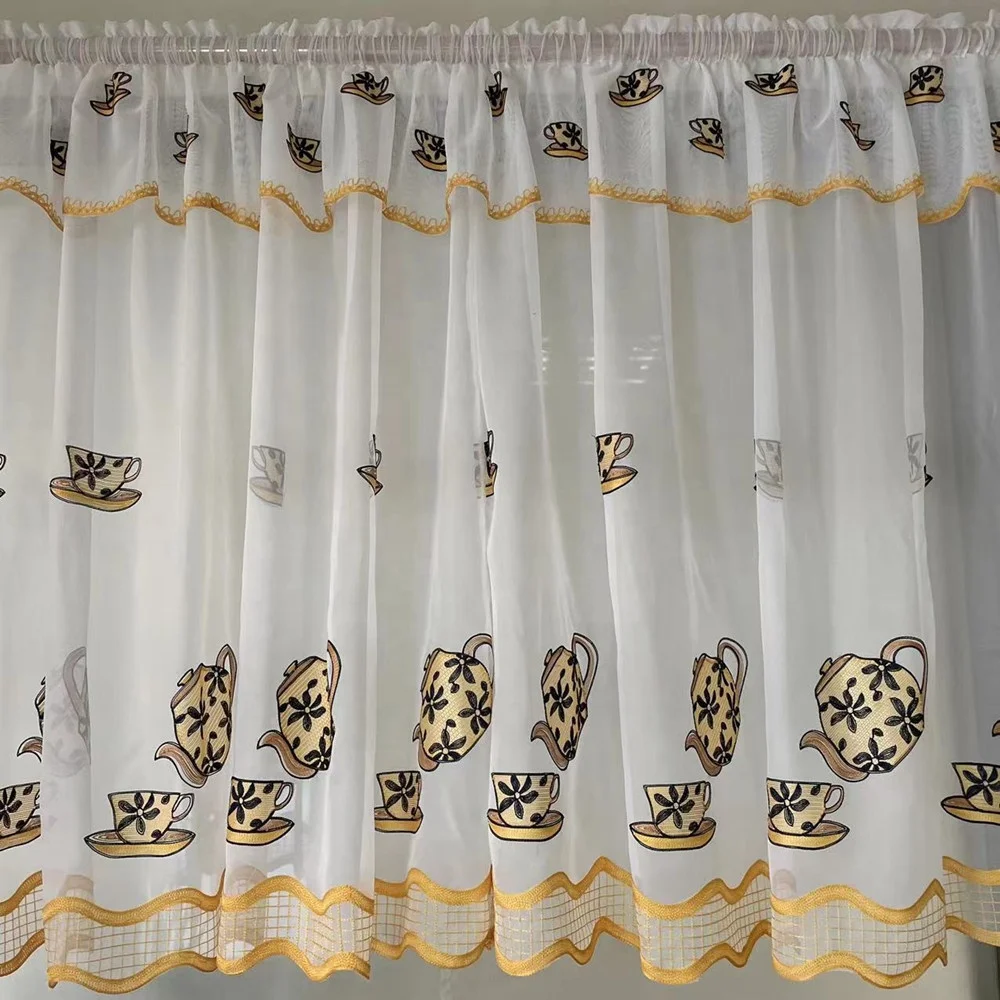 Hot Sale Professional Lower Price 3 Piece Kitchen Curtains Set Ready Made Colors