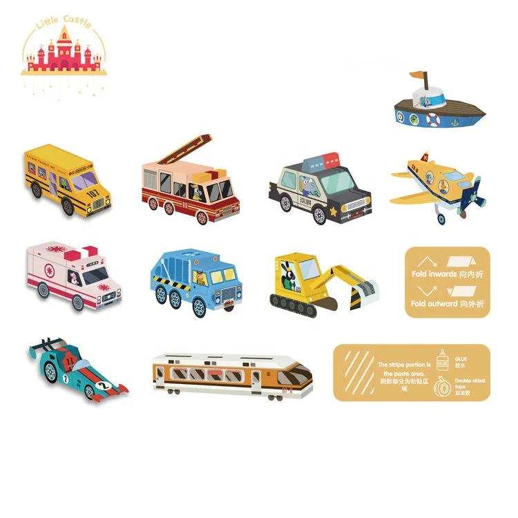 Creative DIY Paper Folding Game 3D Vehicle Origami Craft Model Toy For Kids SL20A009
