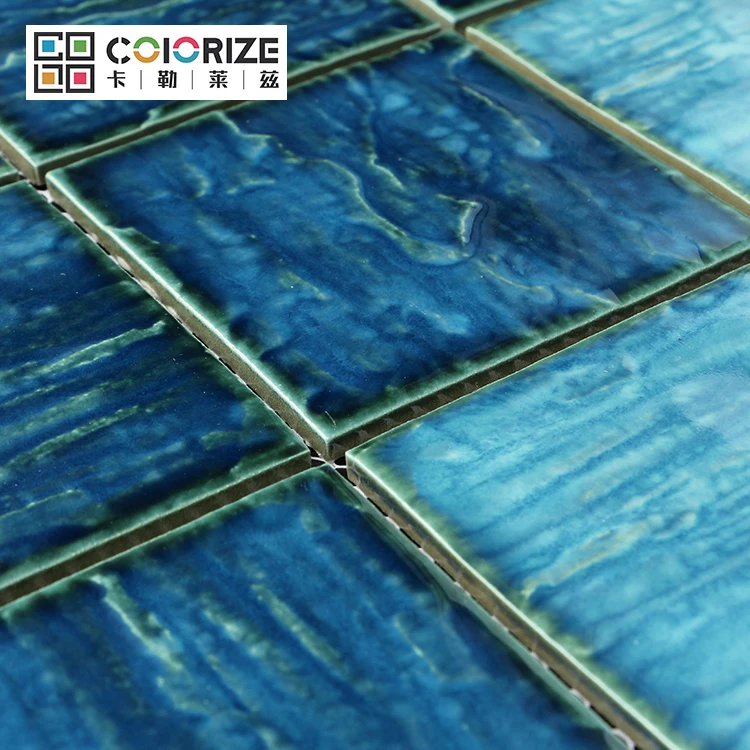 Colorize high quality Square mosaic Mix blue Glazed ceramic swimming pool mosaic tile glossy glazed tile