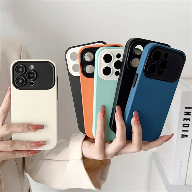 Large Window Skin Sensation Silicone Fashion Contrast Color Full Camera Protection Case For iPhone 14 13 12 11 Pro Max Plus